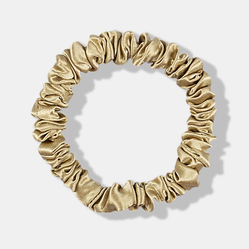 100% Echte Zijde 22 Momme Vrouwen Effen Chouchou Haarband 1Cm Brede Haarband Haaraccessoires Haarband Hoofdtooi Ladie: luxury gold