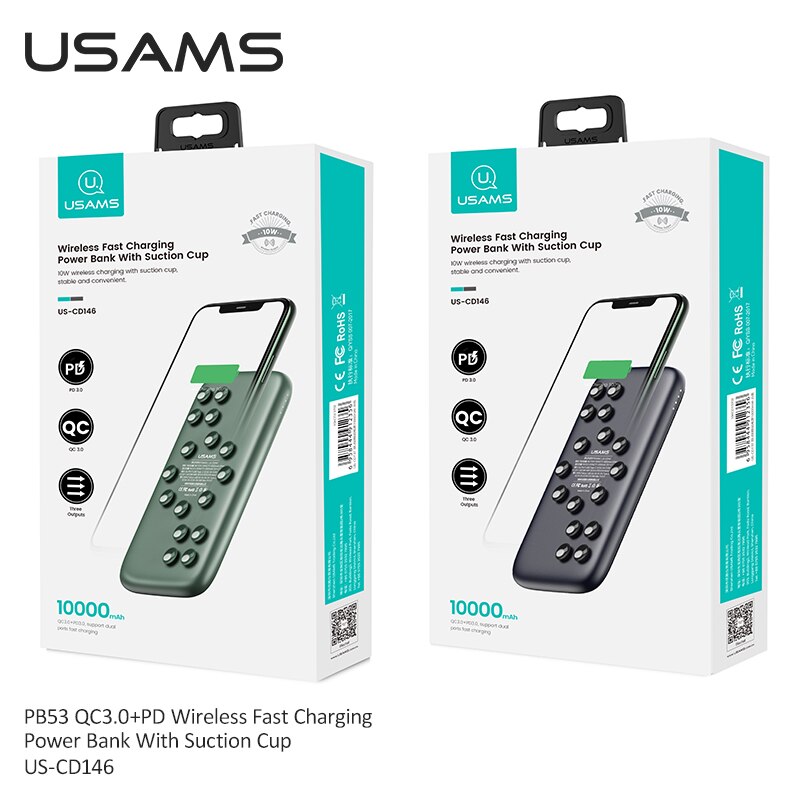 Usams Power Bank 10000 Mah Draagbare Opladen Powerbank 10000 Mah Usb Poverbank Externe Batterij Oplader Voor Xiaomi Mi 9 8 iphone