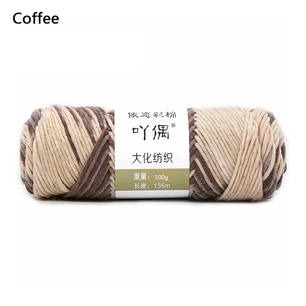 Hilo de algodón 100g para manualidades, hilo de algodón para manualidades, hilo de algodón cálido para tejer a mano, hilo de lana: Coffee