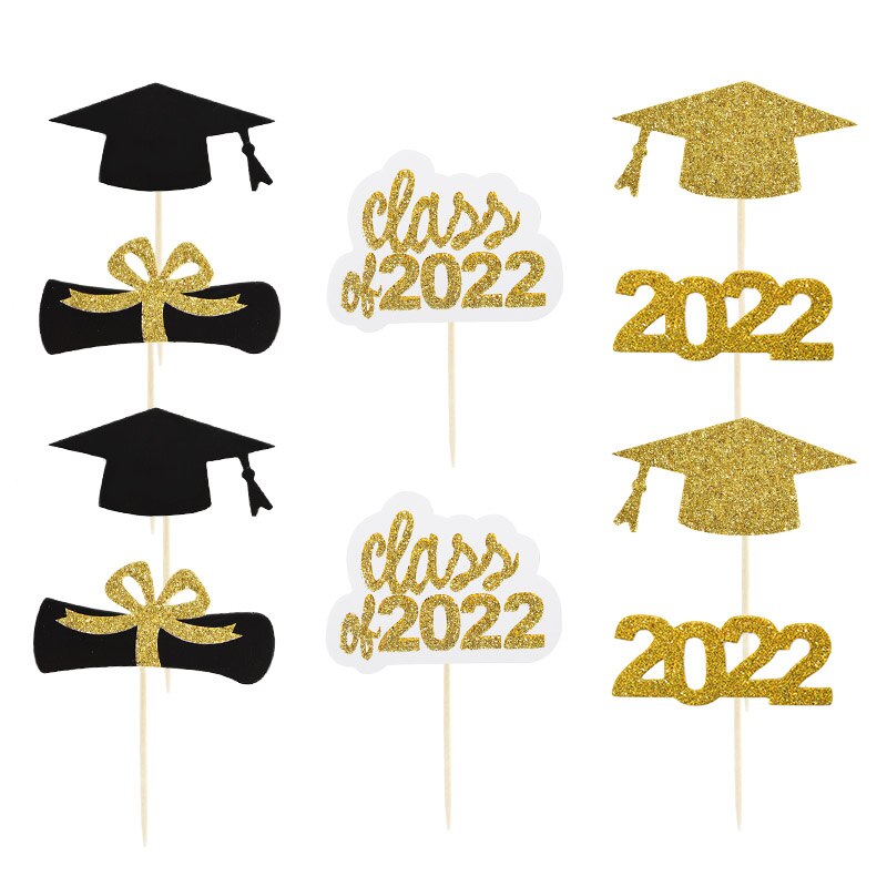 Envoltorio para cupcakes de clase de 2022, adornos para tartas de cumpleaños, de celebración universitaria, para 2022 graduaciones