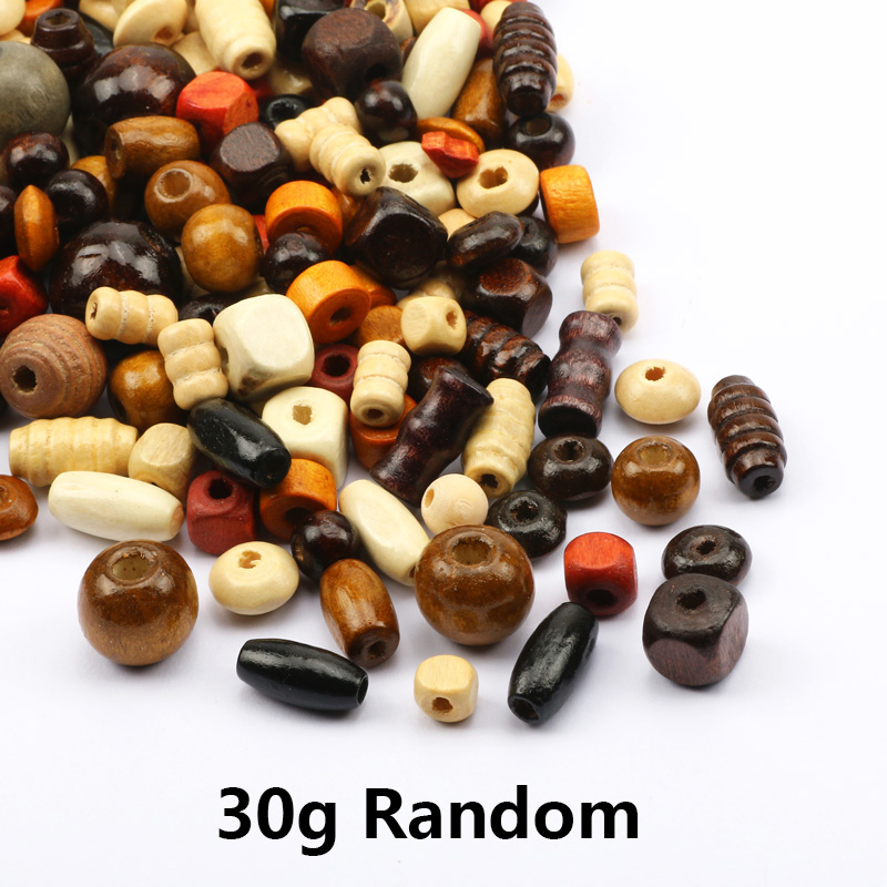 , 30g, cuentas de madera Natural de colores con forma aleatoria, cuentas sueltas para fabricación de joyería, accesorios de decoración para manualidades hechas a mano DIY: Blanco