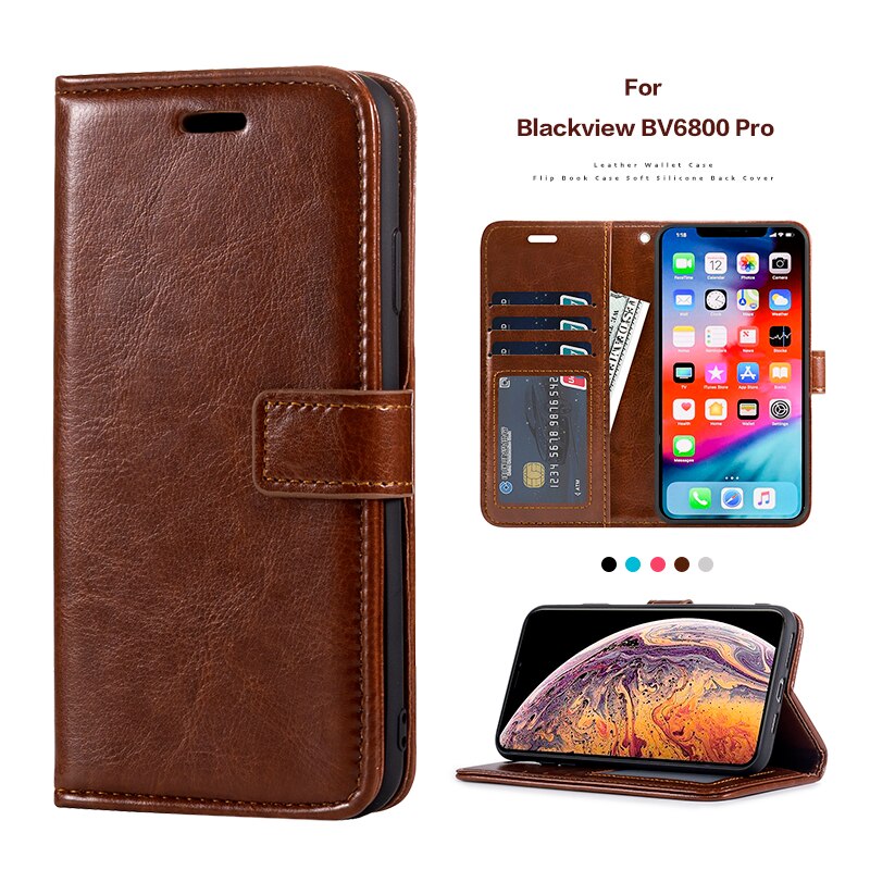 PU Leather Flip Case Voor Blackview BV6800 Pro Kaarthouder Siliconen Case Wallet Cover Voor Blackview BV6800 Pro Business Case