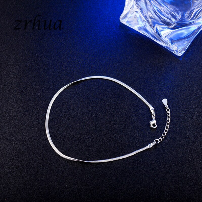 ZRHUA Neue Fuß Fußkettchen 925 Sterling Damen Silber Fußkettchen Armbinde Kette Für Frauen Liebe Schlange Kette Fuß Schmuck