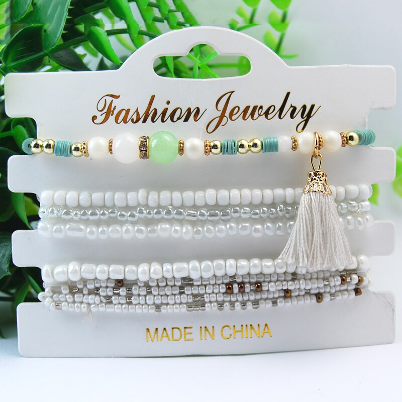 Boho Multilayer Beads Wrap Friendship Bracelets For Women Bead Tassel Charm Bracelet Femme Christams Jewelry Pulseras Mujer