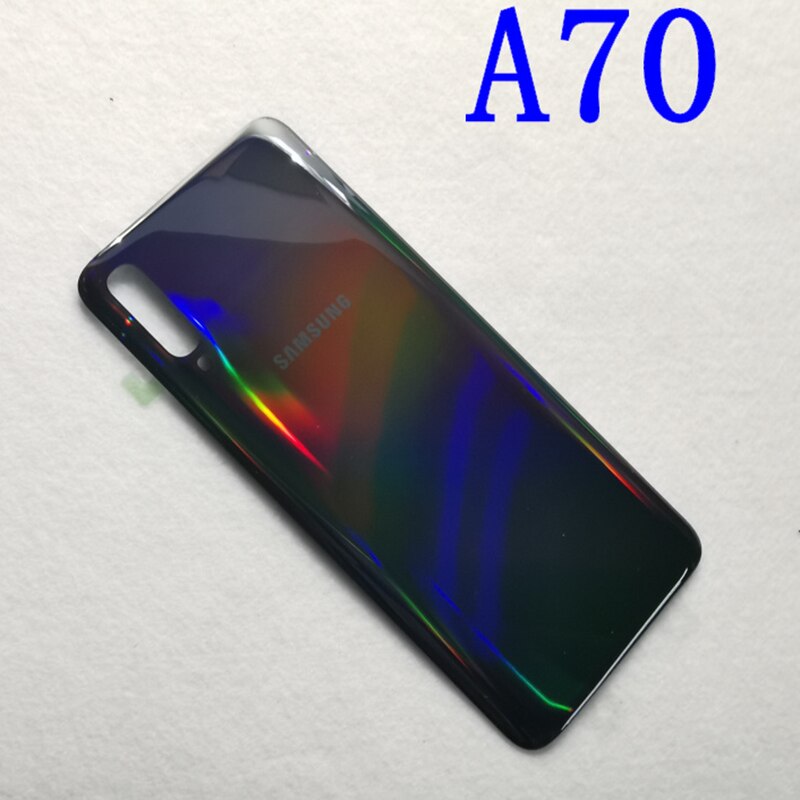 Coque de téléphone Samsung Galaxy A70 A70 , couvercle de batterie arrière en verre 3D, pour Galaxy A705 A705F et logo: Black