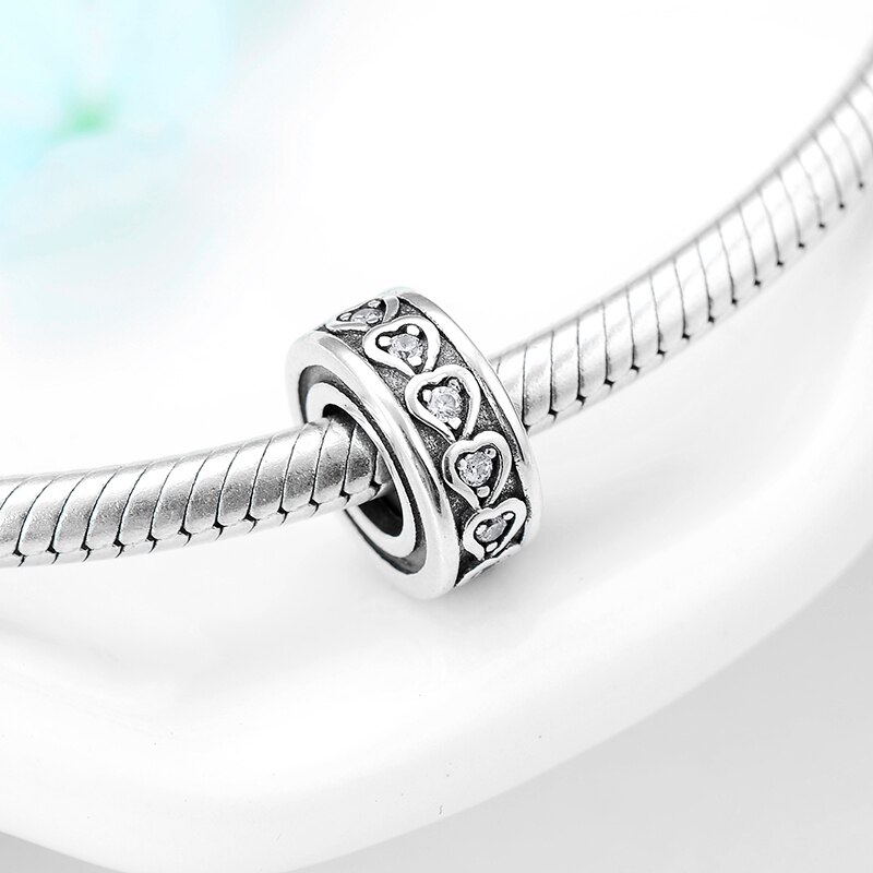 Nuovo di Modo 925 Sterling Silver Rotonda Fermacorda E Ganci Distanziatori perline per monili che fanno Misura Originale Braccialetto Europeo di Fascino