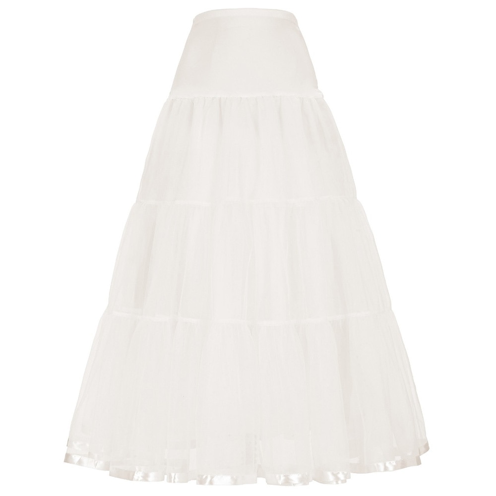 Lang underkjole flæsede crinoline vintage bryllup brude underkjole til brudekjoler underskørt rockabilly tutu