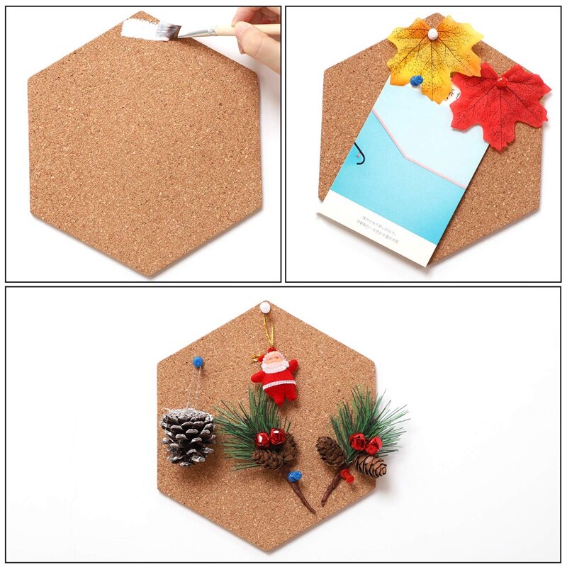 6pcs Hexagon Cork Board Tiles Self Adhesive Thick Corkboards | UK - View #7