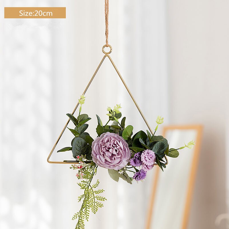 Cilected Smeedijzeren Muur Opknoping Decoratie Guirlande Hennep Touw Opknoping Kunstmatige Bloem Krans Voor Bruiloft Wandkleden Decor: A073R09