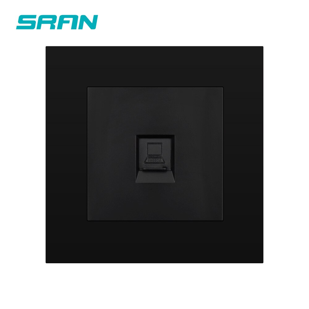 SRAN wall rj45 socket,5 category computer network interface flame retardant PC panel 86mm*86mm white internet outlet