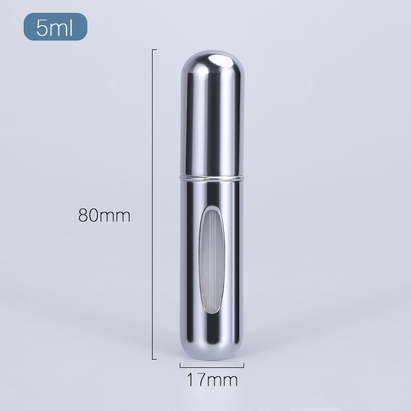 5ml Parfüm Zerstäuber Tragbare Flüssigkeit Container Für Kosmetik Mini Aluminium Spray Alcochol Leere Flasche Nachfüllbar Für Reisen: Bright silver