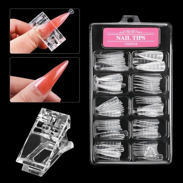 Kit de capsules pour le gel UV de construction de faux-ongles, moule à ongles transparent, extension d'ongles rapide, outils de manucure, 100 pièces,: NT31