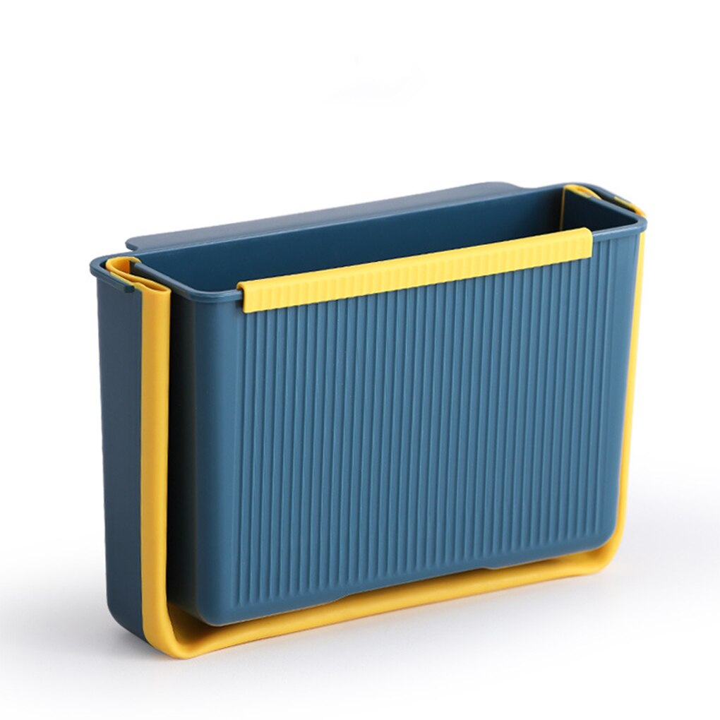 Kitchen Trash Can Foldable Hanging Waste Bin Portable Home Plastic Washable Reusable Cooking Garbage Dustbin Blue
