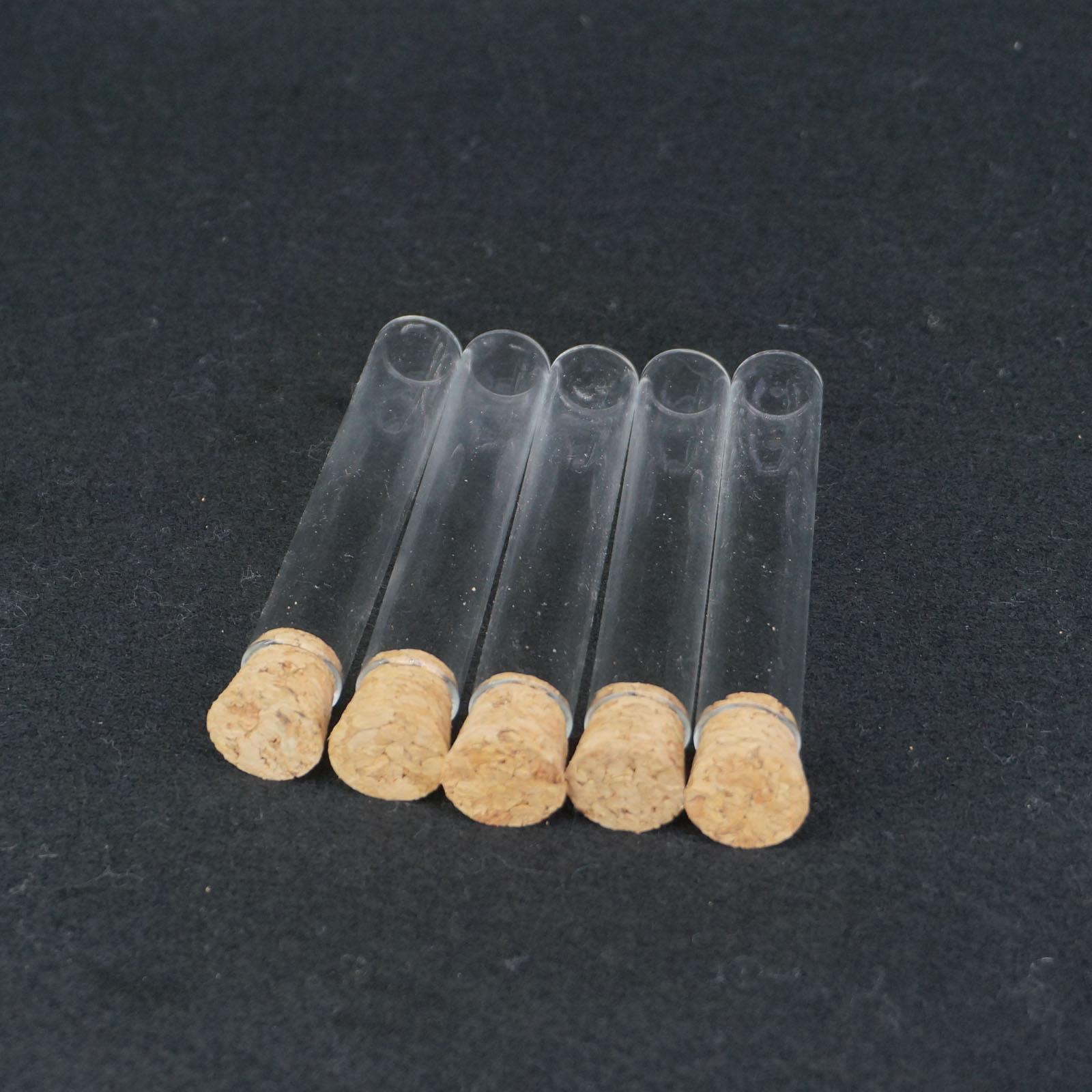 5Pcs 18x100mm Lab Glass Test Tube Flat Bottom With Wood Stopper Thermostability