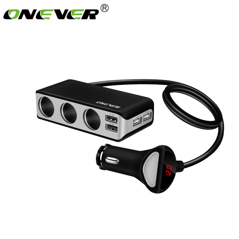 Onever Auto Sigarettenaansteker Stopcontact Splitter Power Adapter Auto-styling DC 12 Volt 2.4A 80 w Dual USB charger Socket