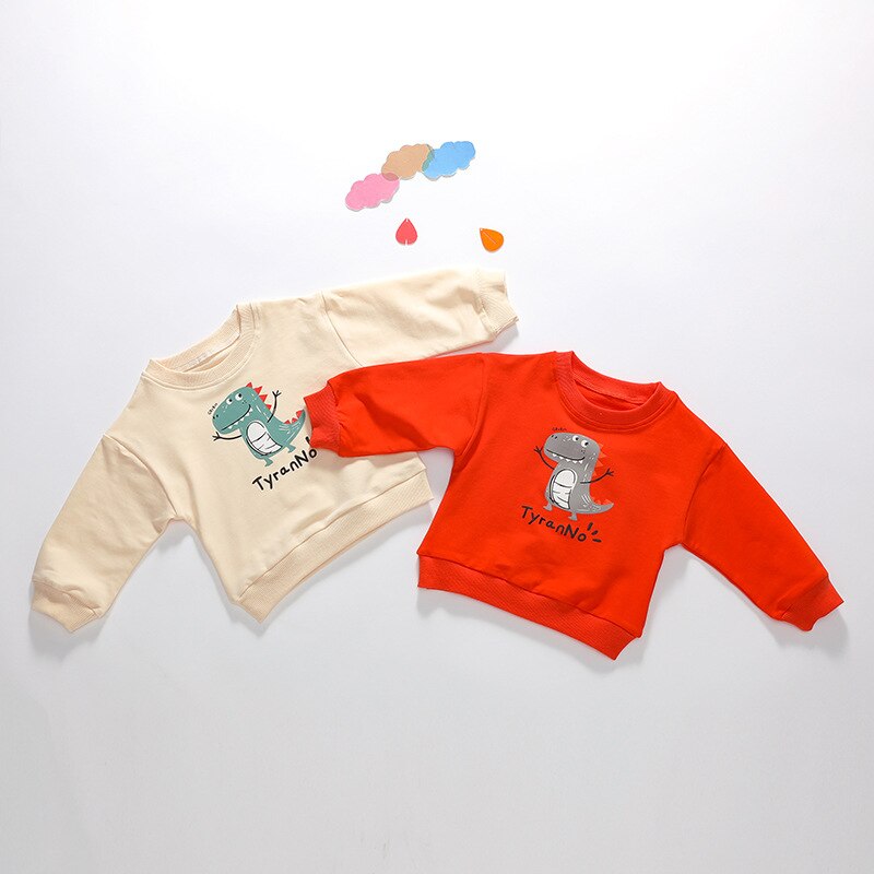 Ragazzi Maglietta Lunga Del Manicotto Delle Ragazze Dei Capretti Del Bambino Del Bambino Del Cotone Magliette E Camicette Del Bambino Del Fumetto Dinosauro Tee Vestiti Per Ragazze di Estate Vestiti Infantili
