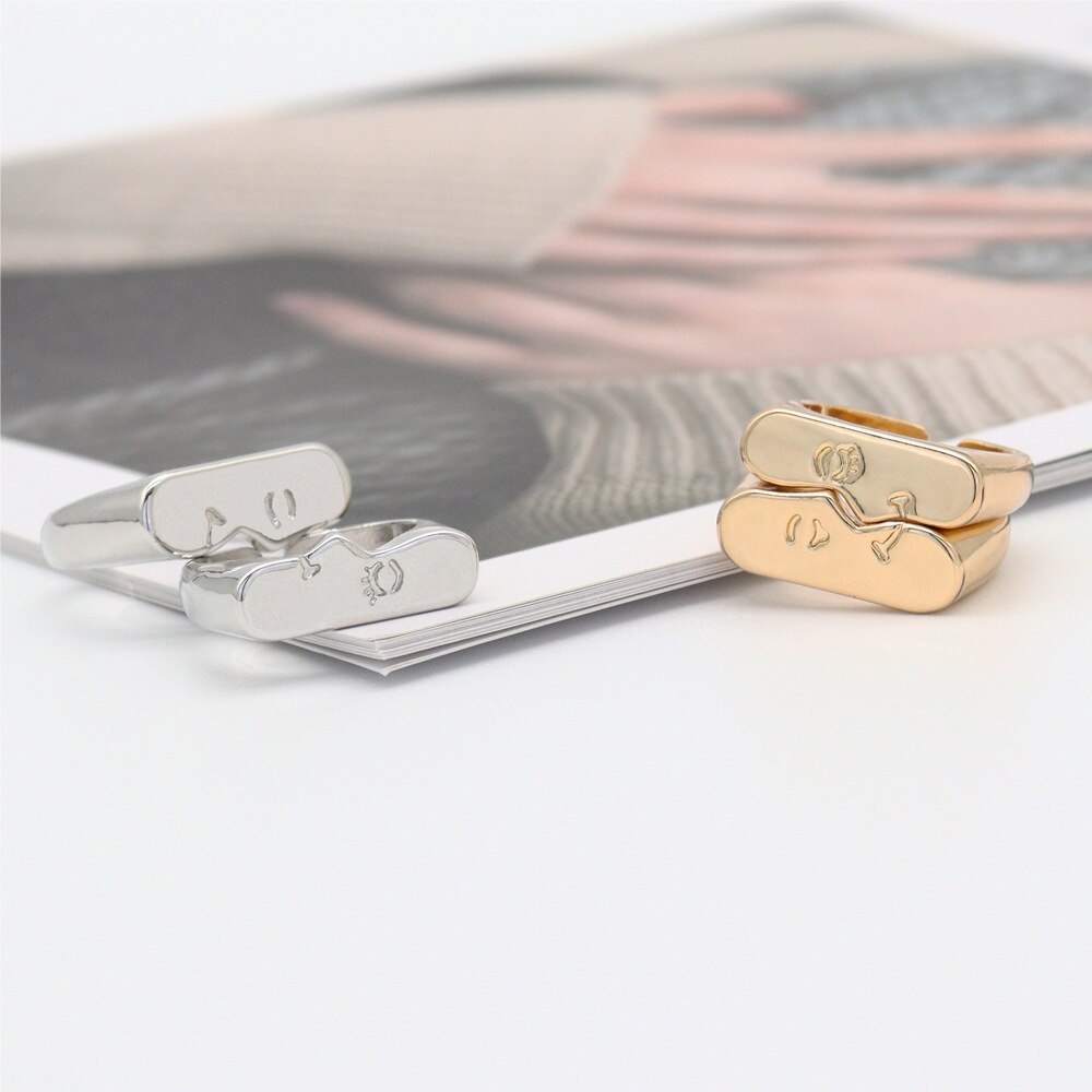 Anillos de boda de compromiso para mujer, joyería de apertura de Metal Emo con cara romántica Punk, de 2022 Ins,