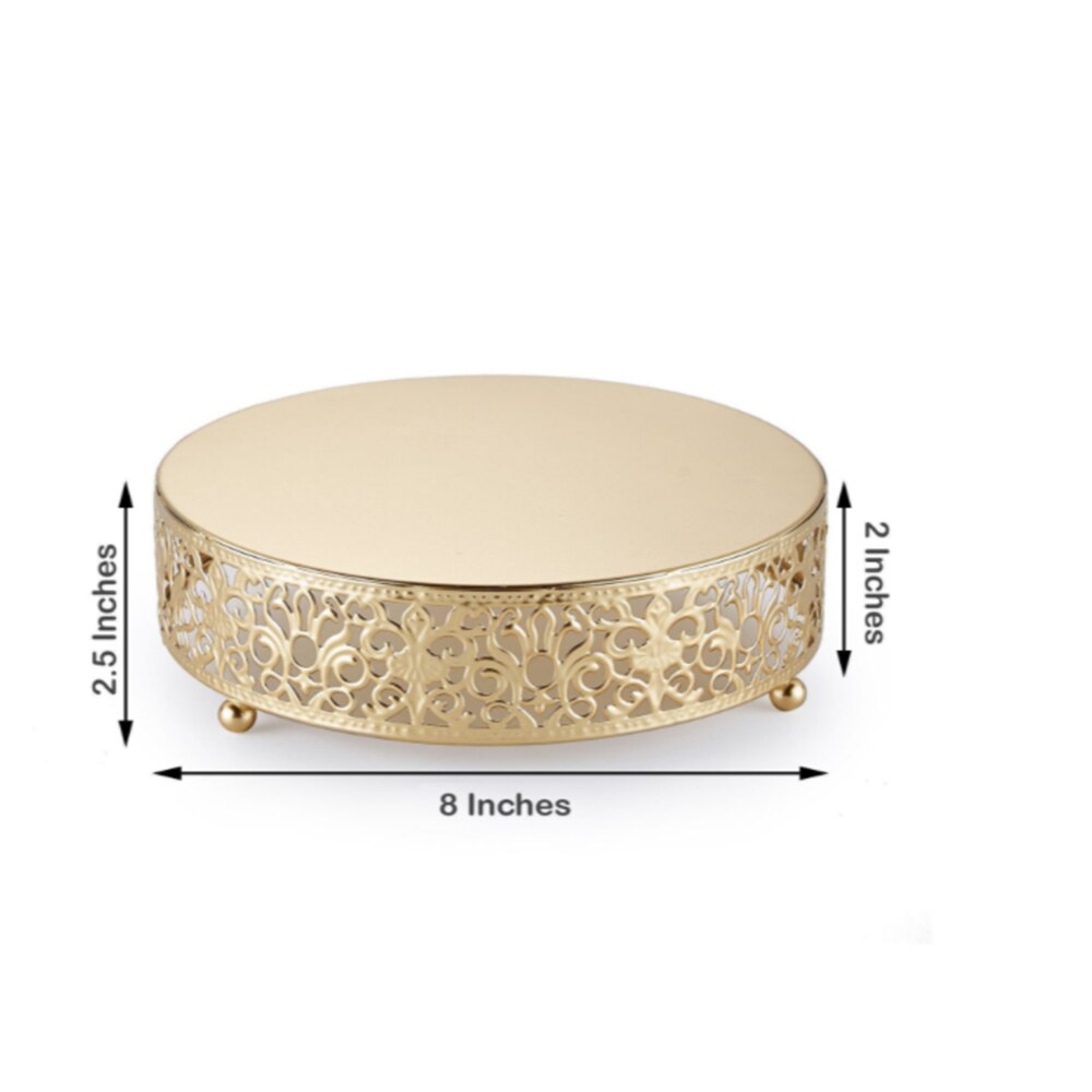 Ronde Kant Metalen Wedding Cake Stand Dessert Display Glossy Metallic Afwerking Voor Huwelijksceremonies Party Decoraties Banket
