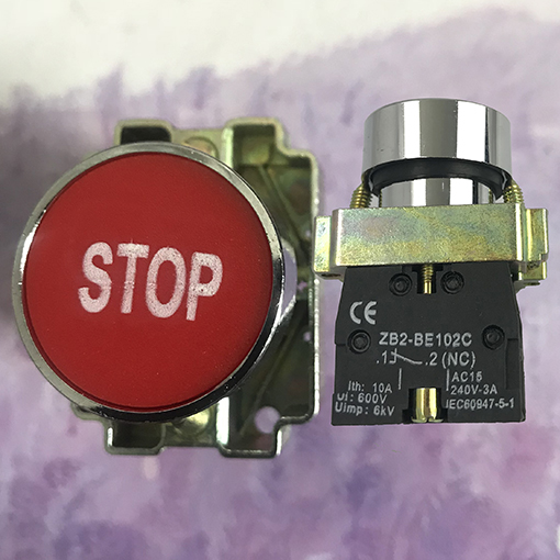 XB2 22mm Momentary Flat Pushbutton Self Reset Symbol Push Button Switch 1 NO 1NC touch switch Stop start signal: Beige