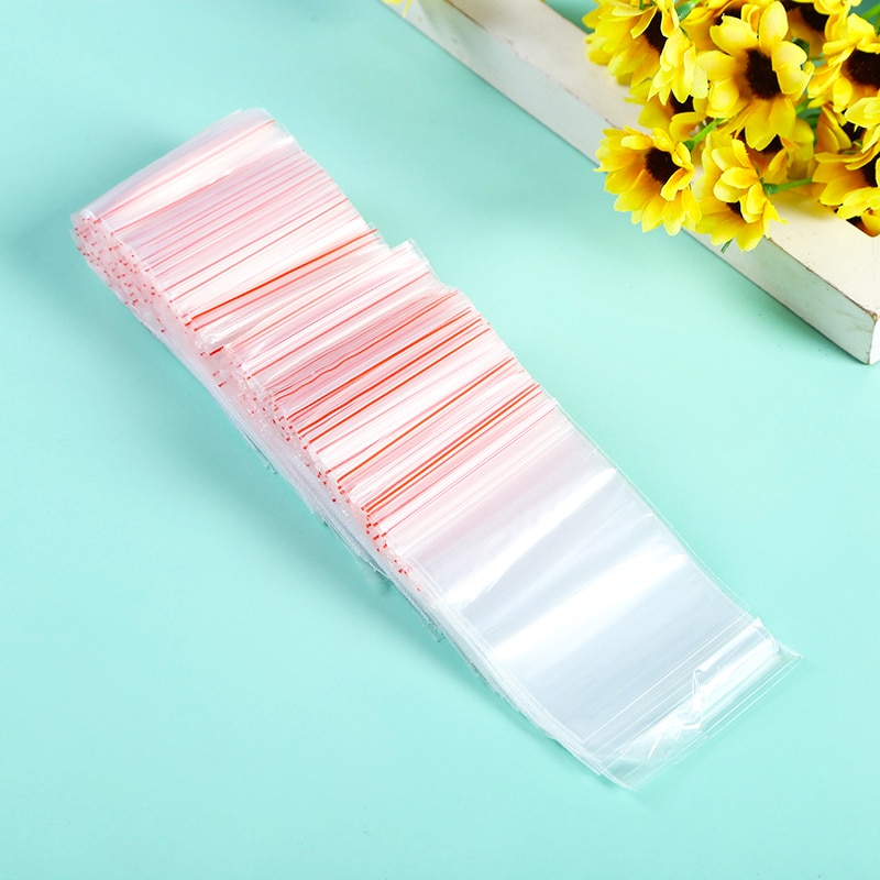 100PCS/LOT Resealable Zip Lock Bags Self Seal Clear Plastic Poly Bag Food Storage Package Reclosable Vacuum Fresh Bag