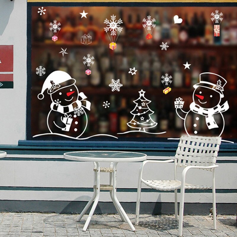 Pegatinas de copos de nieve pegatina de muñeco de nieve Ventana de Navidad Pegatinas de Navidad adhesivos para ventana pegatinas de decoración de de navidad