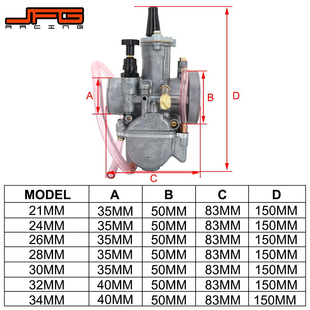 Motocicleta para carburador PWK OK. Para escúter JOG DIO KR150 RTL250 CR125 NSR50 NSR80 DT100 125 175, 21, 24, 26, 28, 30, 32, 34MM