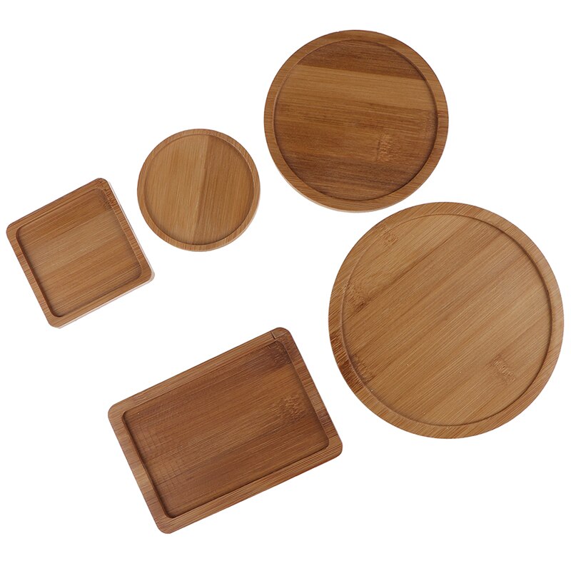 Bamboo Round Square Bowls Plates for Succulents Pots Trays Base Stander Garden Decor Home Decoration Crafts