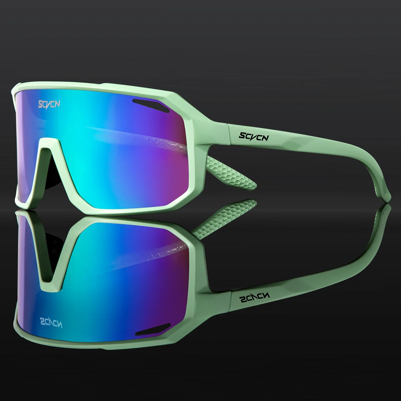 SCVCN Fahrradbrille, Fahrrad, Mountainbike, Wandern, Camping, Golf, UV400, Sonnenbrille, Sportschutzbrille für Männer und Frauen, Baseball: Licht Grün