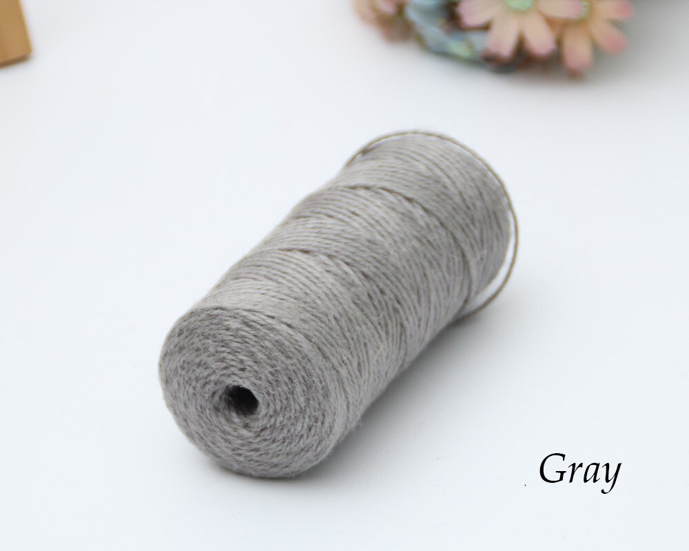 100M Natural Burlap Hessian Jute Twine Cord Hemp Rope Party Wedding Wrapping Cords Thread DIY Scrapbooking Craft Decor: gray