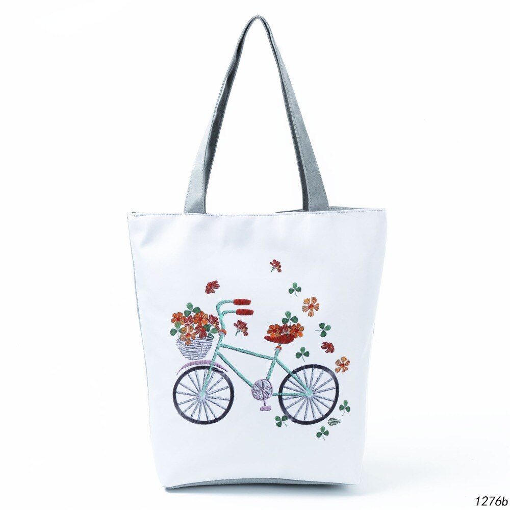 Miyahouse-sacs à main en toile avec motif floral, fourre-tout d'été, sac de plage, papillon, à une épaule Shopping