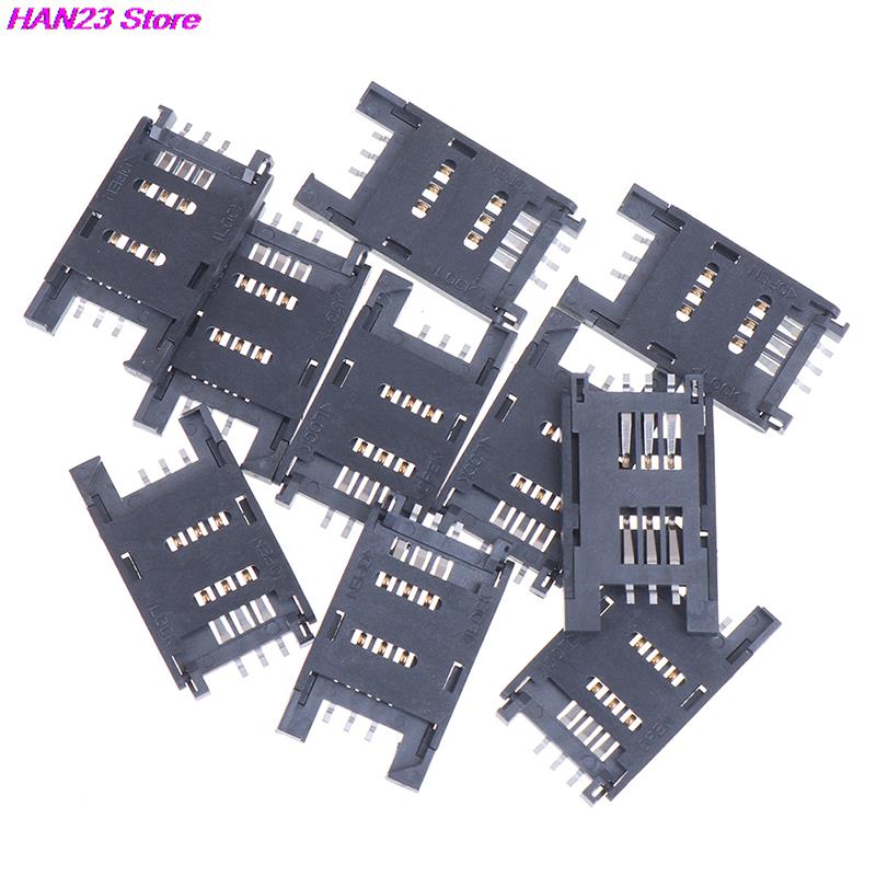 Soporte para tarjeta SIM de 2,5 cm, 10 piezas, 6 P, SMT, SMD, 6 pines, ranura para 6 pines, asientos, conector para teléfono