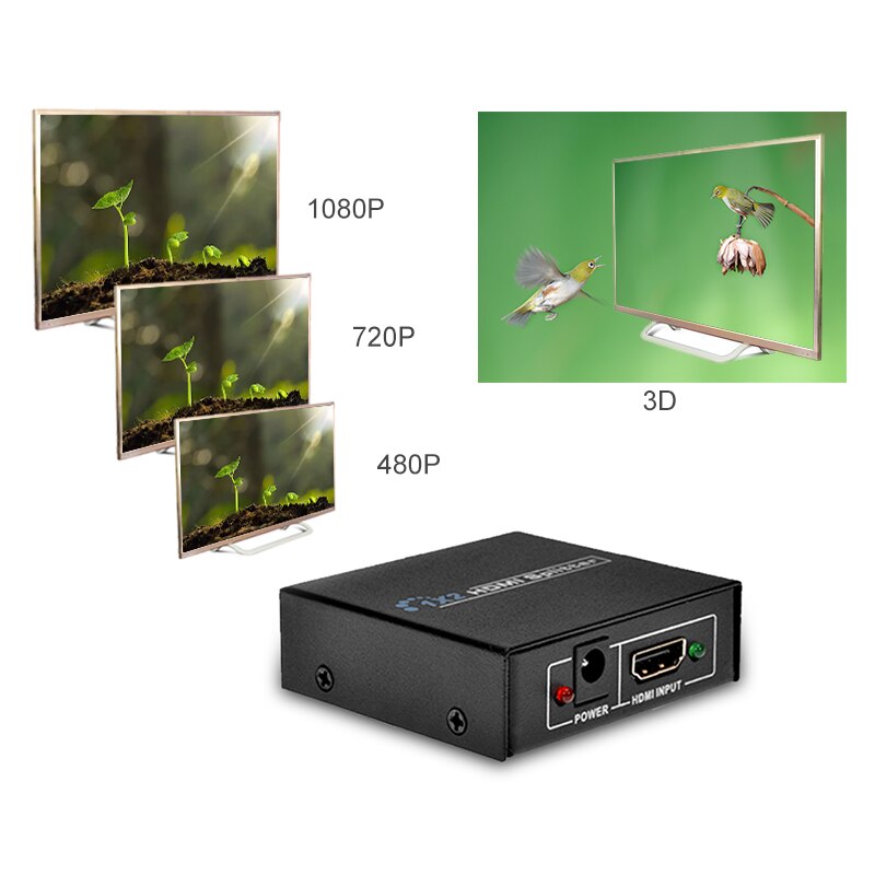 HD 1080P Splitter Video HDMI-kompatibel Umschalter 1x2 Splitter Kasten Adapter Für DVD Projektor DLP LCD Xbox HDTV