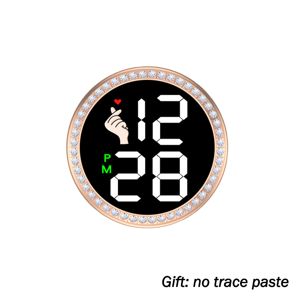Mini reloj Digital adhesivo, reloj de cuarzo con pantalla táctil, adorno electrónico automotriz, accesorios de Interior de coche: Verde