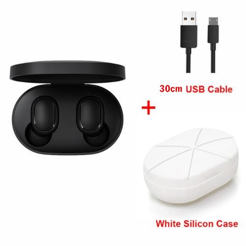 Xiaomi Redmi AirDots 2-auriculares, inalámbricos por Bluetooth 5,0, auriculares intrauditivos de graves estéreo con carga por Inteligencia Artificial: add white case cable