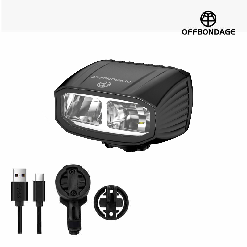 OFFBONDAGE luz delantera de la bicicleta 1000LM faro de bicicleta linterna impermeable USB TYPE-C carga MTB accesorios de lámpara de Ciclismo de Carretera: Negro
