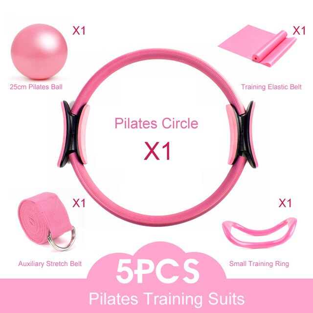 5Pcs Yoga Bal Magische Ring Pilates Circle Oefening Apparatuur Afslanken Workout Fitness Training Professionele Vrouwen Fitness: 5PCS-Pink