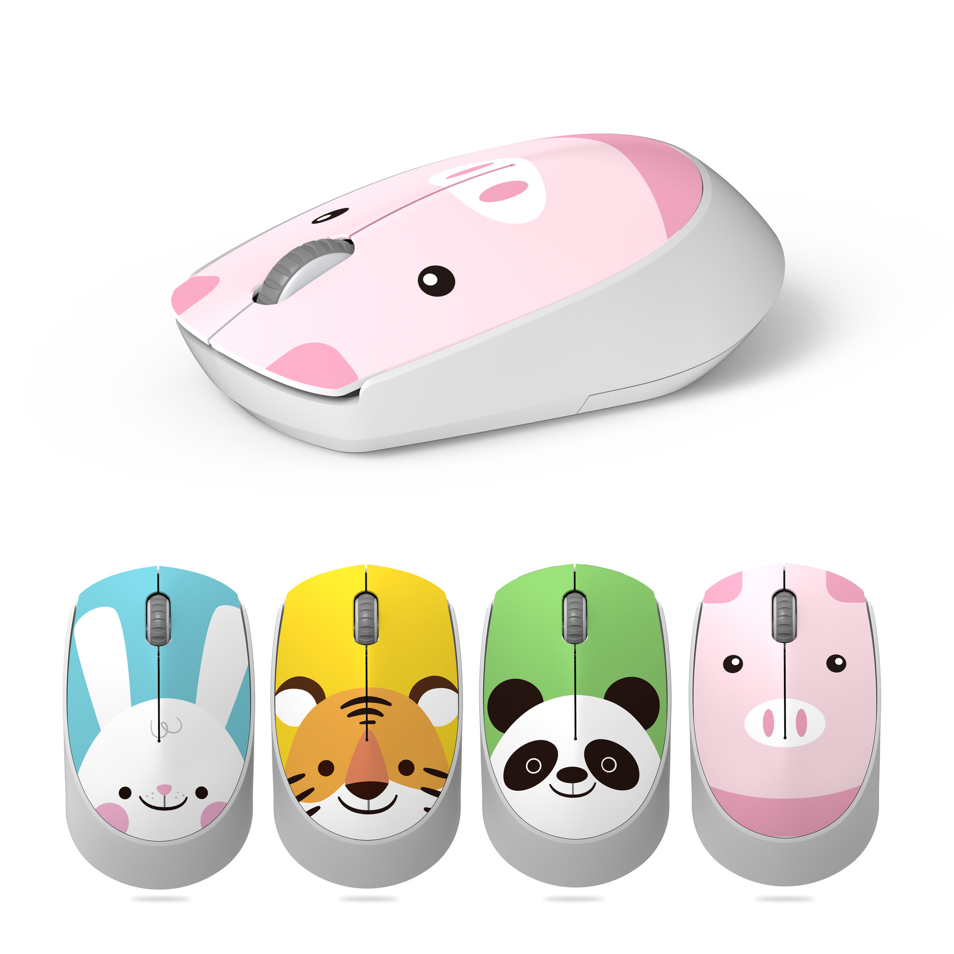 Leuke Roze Muis 2.4G Draadloze USB Mini Oplaadbare Ergonomische Mause Cartoon Computer Stille Klik Optische Muizen voor Kinderen