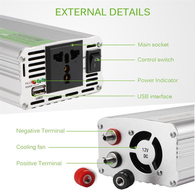 2000W Modified Sine Wave Inverter Charger DC 12V To AC 220V Inverter Battery Car Power Inverter Charger Converter Adapter