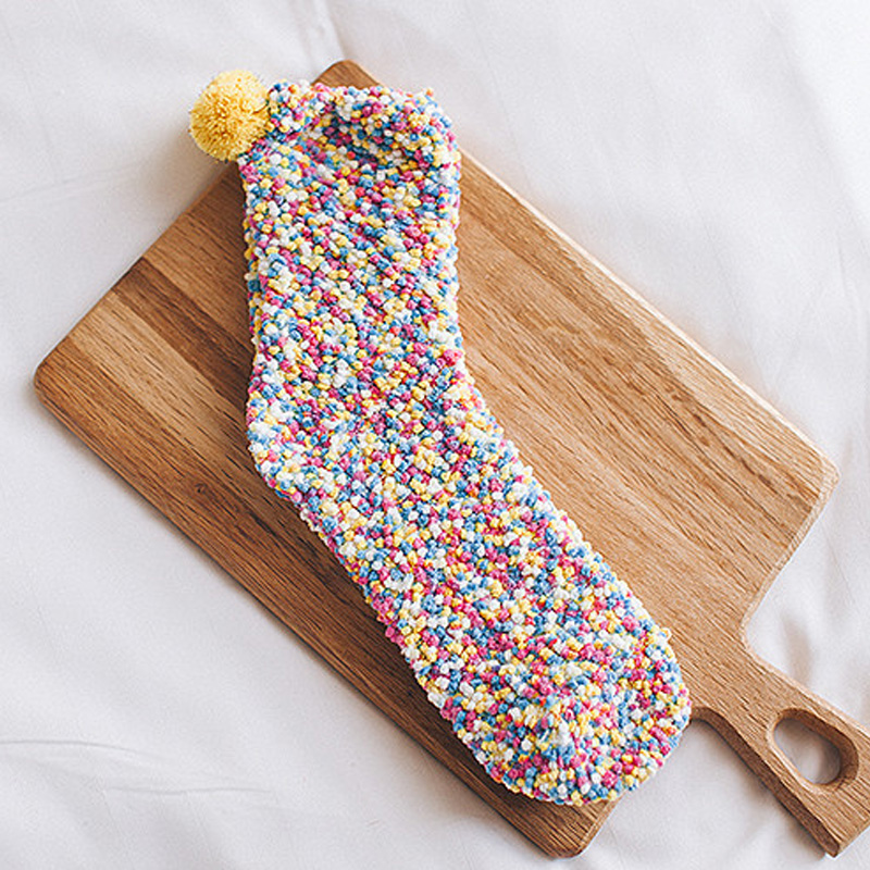 Mujeres invierno espesar de Térmica calcetines cachemir coral terciopelo interior de piso suave calcetines de pastel Calcetines