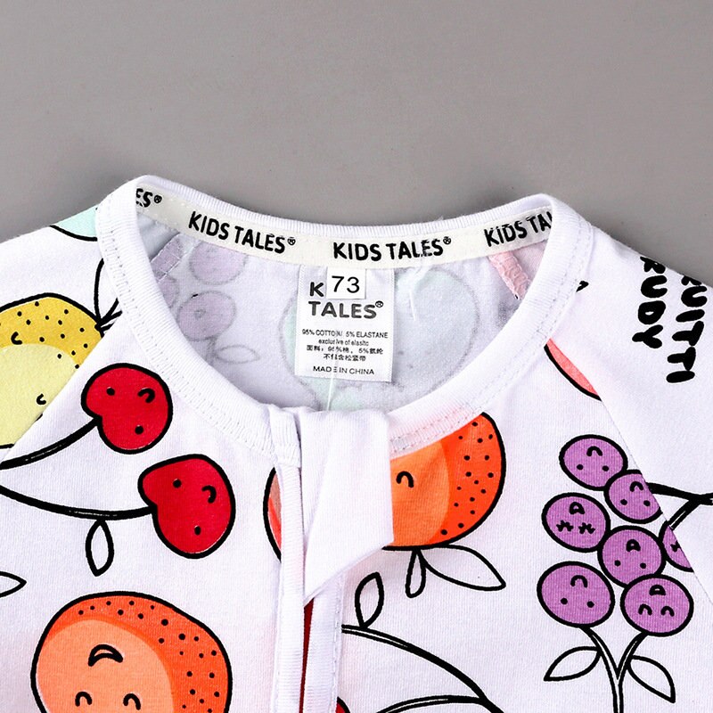 Herfst Lente Baby Baby Rompertjes Cartoon Fruit Gedrukt Katoen Lange Mouw Jumpsuit Jongens Meisjes Kleding