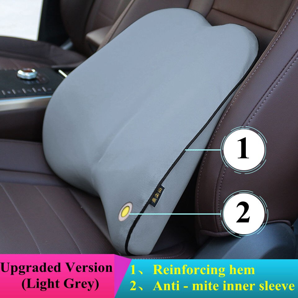 Cojín de apoyo Lumbar para asiento de coche, cojín para silla de oficina, transpirable, de viaje, suave de algodón con memoria: B2-Light Grey