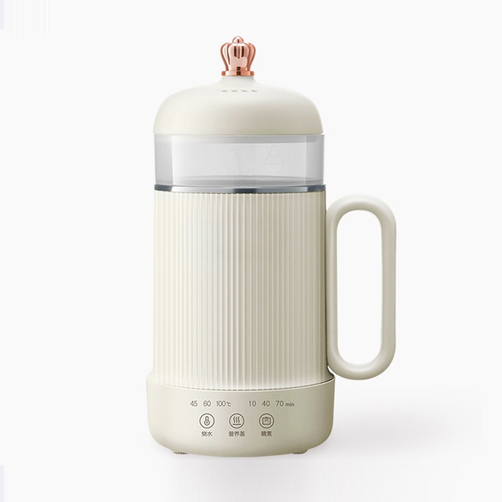 DMWD Household Health Pot Electric Kettle 600ml Tea Maker Office Warmer Milk Boiling Cup Food Egg Steamer Stew Pot Mini Cooker: White