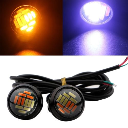 White Lights Amber Eagle Eye 23mm 4014 12SMD LED Dual Color Switchback 10~14V DC Hohe Qualität