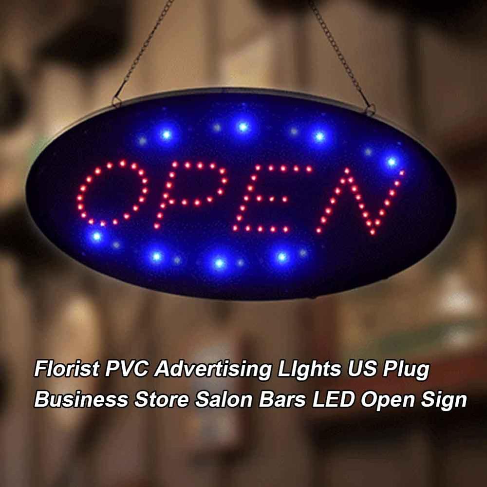 Business Store LED Open Sign Flashing Mode US Plug Florist Show Window Salon PVC Display Board Advertising LIghts Shops Cafe