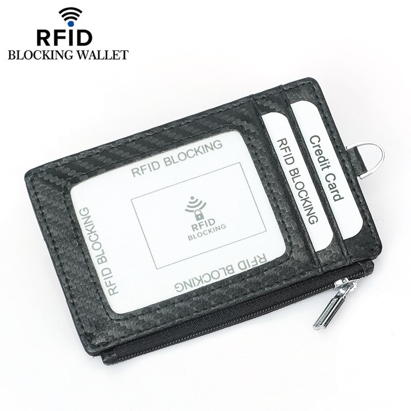 Genodern Rfid Carbon Fiber Patroon Kaarthouder Met Zip Portemonnee Mannen Multifunctionele Rits Portemonnee card Cover