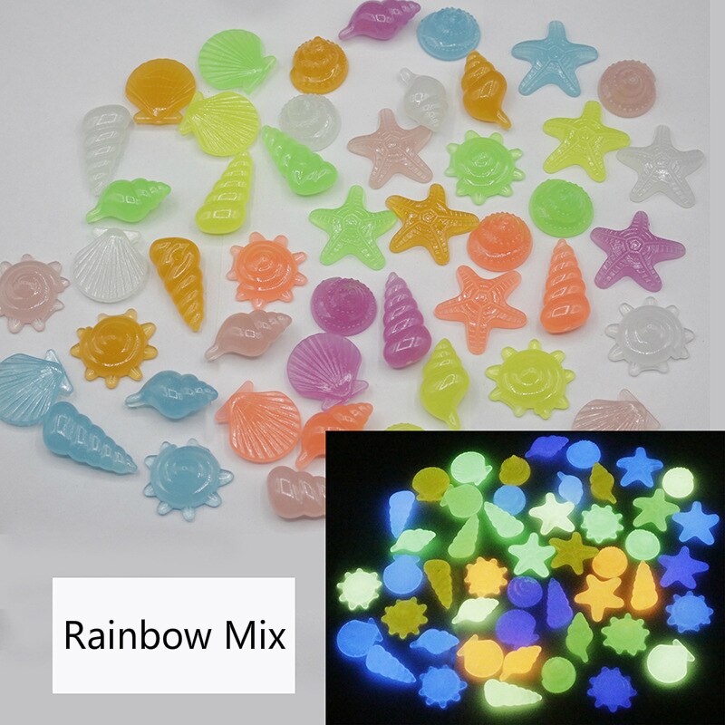 80 PCS Luminous Artificial Stones Glow in the Dark Starfish Shell Pebbles Garden Pathway Decoration Noctilucent Pebbles For Yard: Rainbow Mix