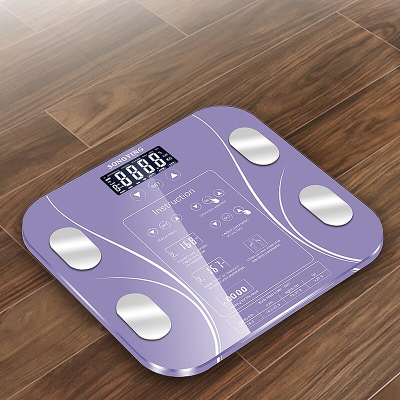 Badeværelse kropsfedt bmi vægt vægt vægt gulv lcd display krop elektronisk smart vægte: Lilla
