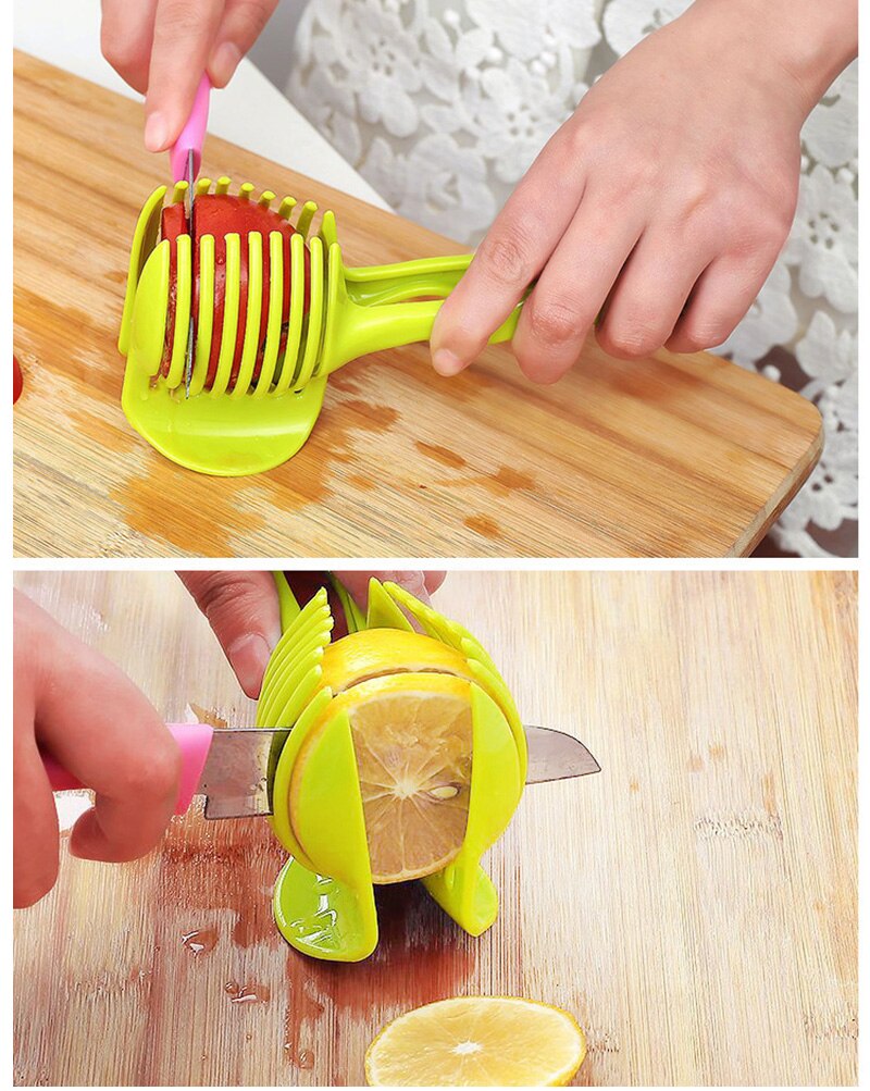 Multifunction Easy Clean Convenient Kitchen Good Helper Working Tool Tomato Slicer Onion Potato Fruit Lemon Peel Cutter Holder