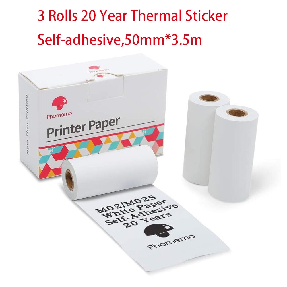 Thermal Paper Phomemo Printable Sticker Self Adhesive Photo Paper Roll for Phomemo M02/M02S/M02Pro Mini Portable Printer Labels: Style 8