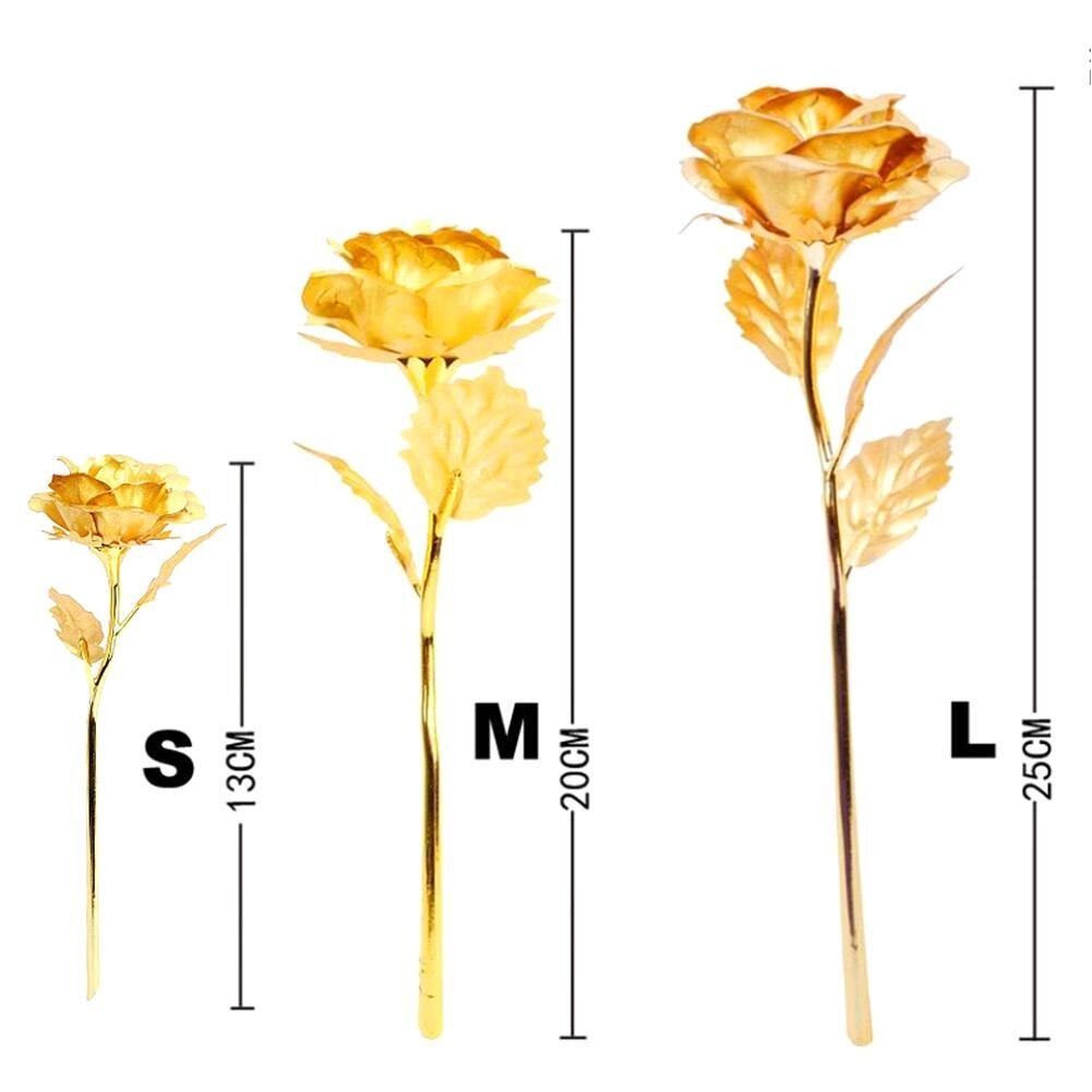 24K Gold Foil Rose Flower with Love Base Valentines Day For Her Artificial Flowers Rose Birthday For Girlfriend/Wife